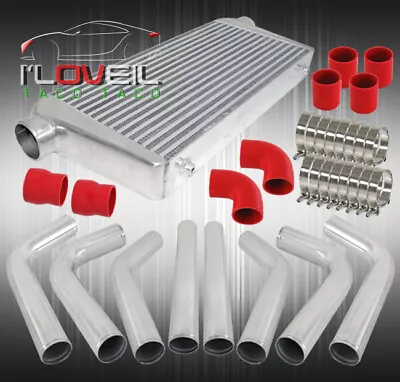 28  Fmic Bar And Plated Intercooler + 8 Pc 90 120 150 Degree Pipe Piping Kit Set • $254.99