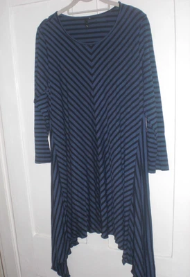 £15 • Buy Yong Kim - Qvc - Black And Blue Stripe Top / Tunic - 12 Uk
