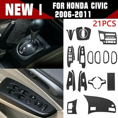 Car Interior Decals 1 Set 3D Carbon Fiber Accessories For Honda Civic 2006-2011 • $27.15