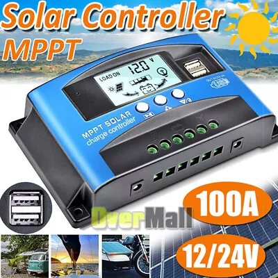 12/24V 30/60/100A MPPT Solar Charge Controller Panel Battery Regulator Dual USB • $0.58