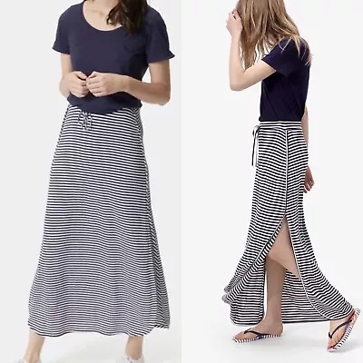 Joules Cianne French Navy White Striped Side Slits Maxi Skirt Size 2 • $27.99