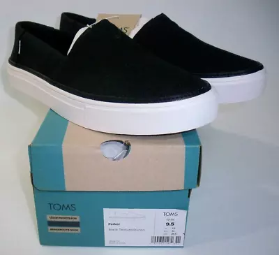 TOMS Parker Slip On Sneaker Women's Size 9.5 Black Textured Linen New! • $24.65