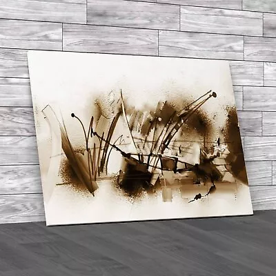 Contemporary Abstract Oil Artwork Explore The Sepia Canvas Print Large Picture • £14.95