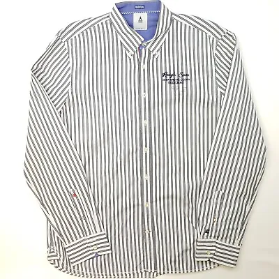 Gaastra Mens Stripe Shirt 2XL Slim Fit White Blue Long Sleeve Striped PRISTINE • $20.38