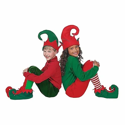Elf Shoes And Hat Costume Set ~ Red And Green With Bells ~ • $10.40