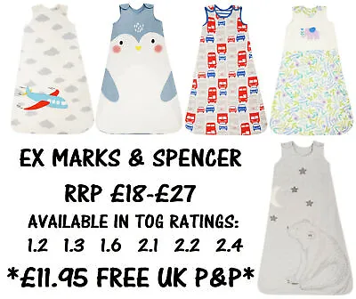 Baby Sleeping Bag Ex Marks & Spencer Boys Girls 0-36m Cotton Tog 1.2 - 2.4 New • £11.95