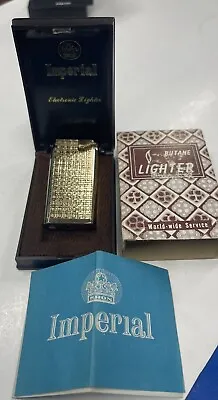 Vintage Imperial Butane Electronic Gold Tone Lighter  Unfired In Box C932 • $19.99