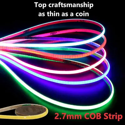 2.7mm Pcb Ultra Thin COB LED Strip Light 12V Flexible 480LEDs/m Tape Strips Lamp • $3.99