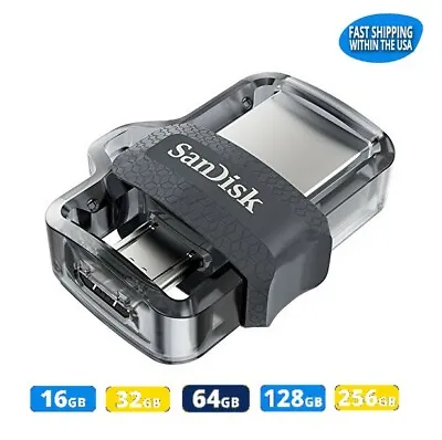 Sandisk Ultra 64GB 128GB 256GB M3.0 Dual MicroUSB & USB SDDD3 Flash Drive Lot • $10.49