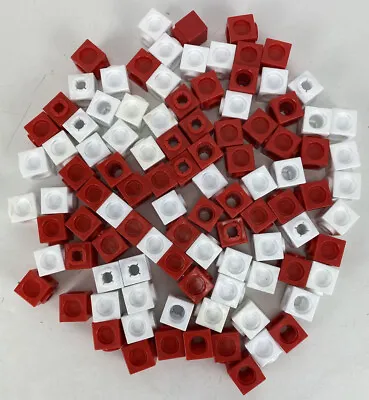 Singapore Math 100 Multilink Cubes Snap Blocks Linking Counters Toys Red White • £14