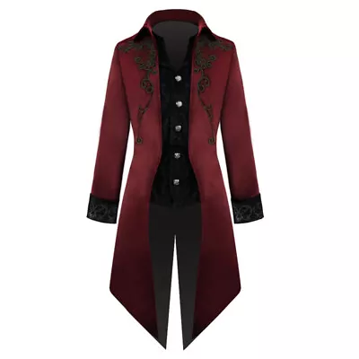 Men's Handmade Steampunk Tailcoat Jacket Gothic Victorian Coat Costume S-3XL • $59.28