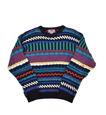 Vintage Concrete Mix Sweater Mens S Coogi Style Multicolor Crewneck 3D Knit • $33.95