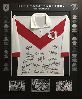 $550 • Buy Blazed In Glory - 1977 St George Dragons Premiers - NRL Signed And Framed Jersey