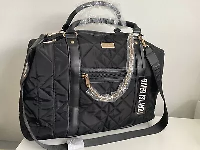 £42.99 • Buy River Island BLACK QUILTED Sport Gym Large Shoulder HOLDALL WEEKEND BAG New