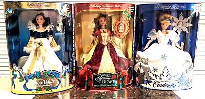 Vintage Disney Barbie Holiday Beauty Beast Cinderella Snow White Lot 3 NIB NRFB • $39.98