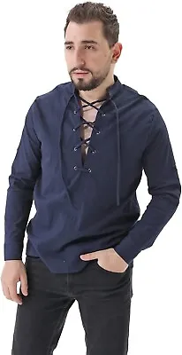 Renaissance Shirt Men Long Sleeve Mediveal Viking Victorian Celtic Halloween S • $21