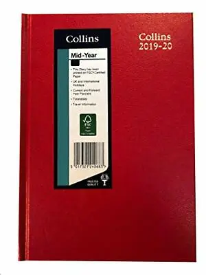 Collins 38M A5 Week To View 2019-2020 Desk Diary - Red • £3.83