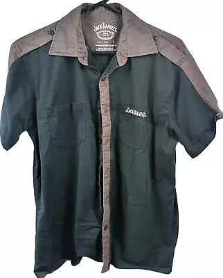 Jack Daniels Black Button Up Short Sleeve Shirt Size L 2009 • $18