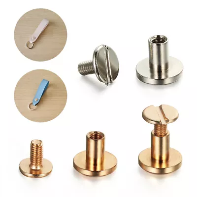 £2.57 • Buy 10X Flat Belt Screw Leather Craft Chicago Nail Brass Solid Rivet Stud Heads HOT