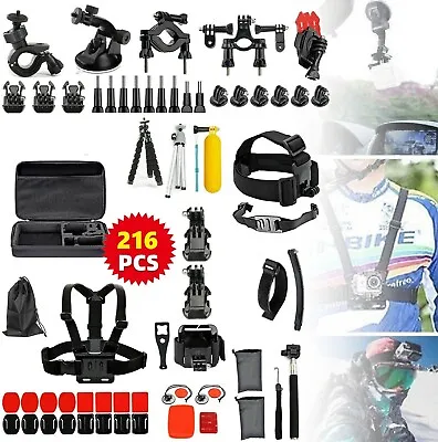 216-In-1 Sports Action Camera Mount Accessories Bundle Kit For GoPro Hero 10 9 8 • $52.99