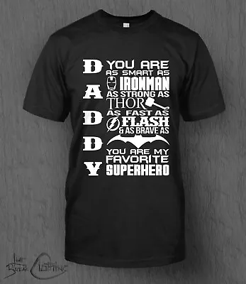 Daddy Superhero T-Shirt MEN'S Dad Father's Day T-Shirt Marvel Thor Ironman • £13.99