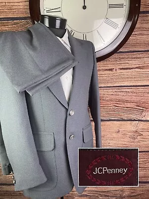 JCPenney Two Piece Suit Mens 38R Gray Vintage 60s Pants 33x26.75 • $59.88