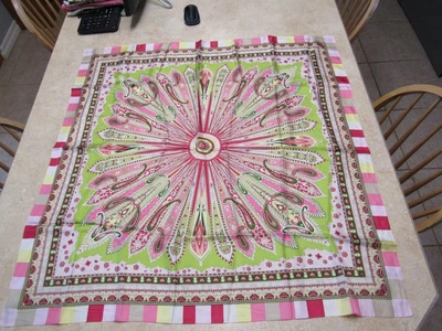 $9.99 • Buy TALBOT'S Silk Scarf Multi Color Pink, Greens, Etc., 35  X 34 