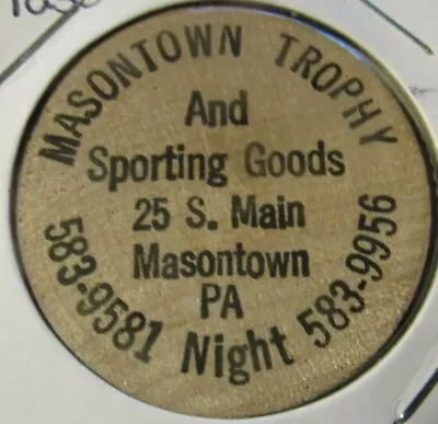 Vintage Masontown Trophy Masontown PA Wooden Nickel - Token Pennsylvania • $5.99