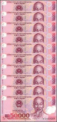 10 X Vietnam 50000 Dong Banknote 2021 P-121o UNC Polymer USA SELLER  COA • $84.99