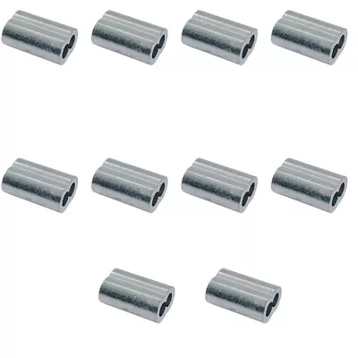 3/8  Aluminum Crimping Loop Sleeve Wire Rope Sleeves Double Barrel Ferrule 10 Pc • $18.50