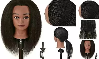 Real 100% Human Hair Mannequin Head With Table Clamp Stand For Straight Black • $39.48