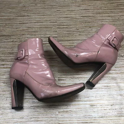 1989 Louis Vuitton Vintage Patent Leather Square Toe Heel Boots PINK 36.5 *as-is • $9.99