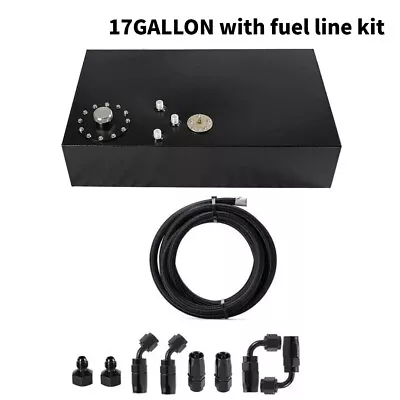 17 Gallon Coated Street Rod Fuel Cell Gas Tank+Cap+Level Sender+Steel Line Kit • $171.99