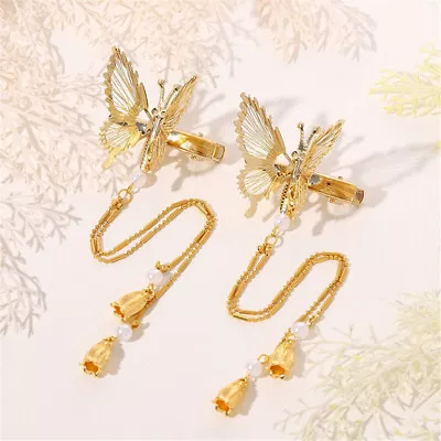 Butterfly Hairpin Moving Flying Girls Shiny Hair Clips Barrette Elegant Tassel • $5.04