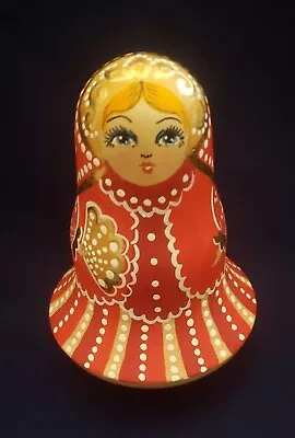 Russian Matryoshka Hand Painted Signed Chime Wobble Bell Doll Roly Poly 6  X 4  • $7.99