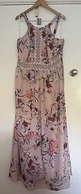 City Chic Size S 16 Pink Floral Halter Neck Maxi Dress  • $45