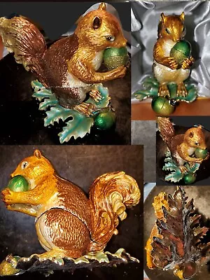 Cristiani Collezione Enameled Squirrel W/Acorn Figurine / Stash Paperweight NEW! • $39.99