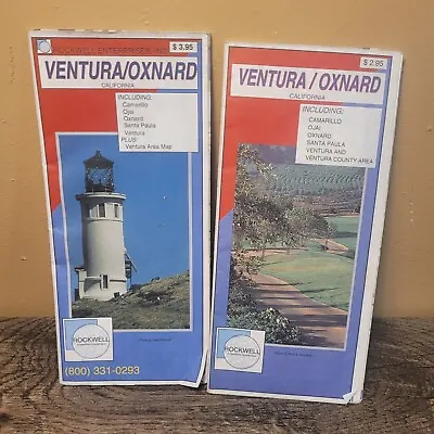 PAIR VENTURA / OXNARD COUNTY Guides X2 Maps -Vintage Fold Out Map • $18
