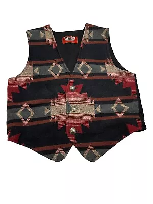 Vintage True Grit Southwestern Aztec Button Red Vest  Tapestry Size 3 • $25