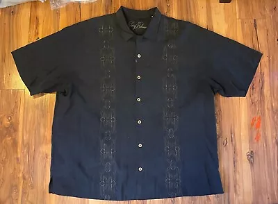 Tommy Bahama Island Chopper Bike Shop Shirt XXL Mens Camp Black 100% Silk • $29.99