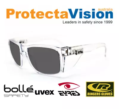 Eyres STEALTH Smoke Lens Crystal Frame Safety Glasses Sunglasses • $39.50