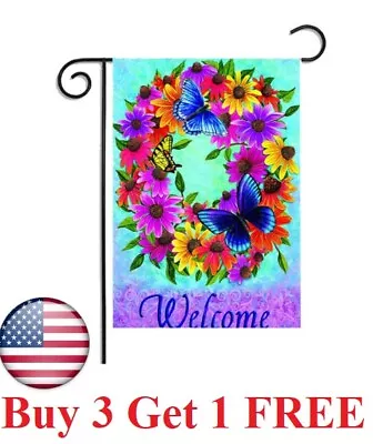 US Garden Flag 12 X 18  Great Linen Quality Heavy Duty Flower Floral Butterfly. • $5.95