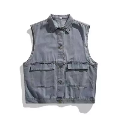 New Men's Pocket Denim Waistcoat Spring/ Fall Sleeveless Jacket Casual Vest Coat • $39.38