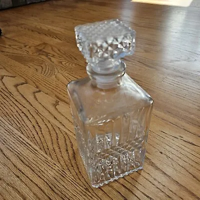 Vintage Liquor Whiskey Alcohol Glass Decanter Square Clear Glass Barware  EUC • $14.95