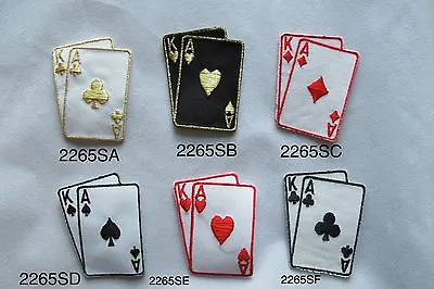 #2265 Lot 2 Pcs Black Jack Casino Poker Card Hand Embroidery Applique Patch • $3.99