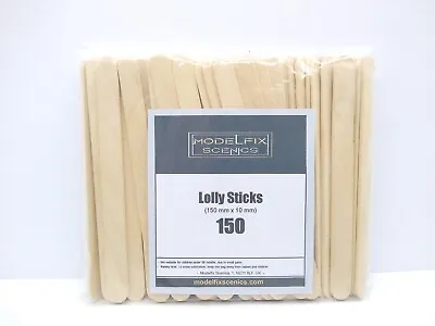 Modelfix Scenics 150 Long Wooden Lolly Sticks 150mm X 10mm For Model Making • £8.99