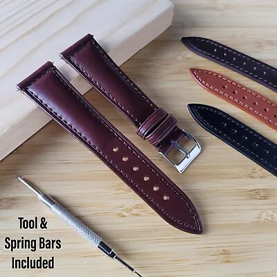 £13.45 • Buy Luxury Leather Watch Strap | Half Padded | Tapered | 12mm 14mm 18mm 20mm 22mm