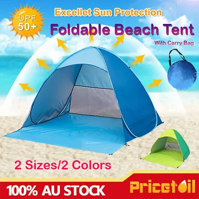 $35.88 • Buy Pop Up Beach Tent Camping Portable Hiking Tents 2/4 Person Sun Shelter AU 