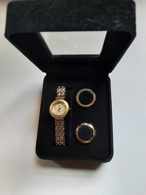 Vintage Liz Taylor White Diamonds Interchangeable Bezel Watch Set NEW IN BOX • $39.99