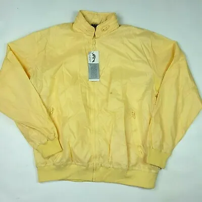 VTG 80s Silver Fox Yellow Windbreaker Mens Size L Full Zip Up Retro Track Jacket • $23.99